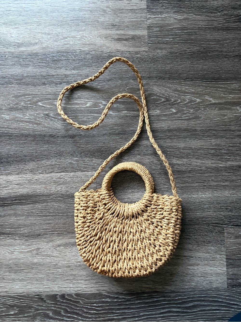 Woven Straw Crossbody Bag in Natural Tan